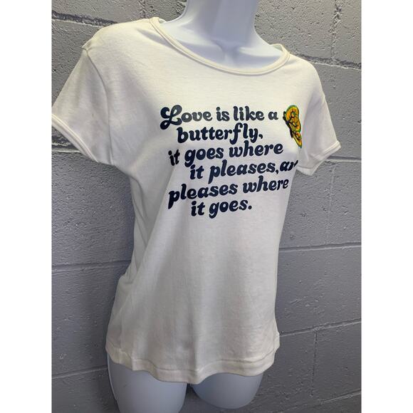 Vtg 70s Single Stitch T-shirt Whimsical Love is like a Butterfly Med - Picture 8 of 9
